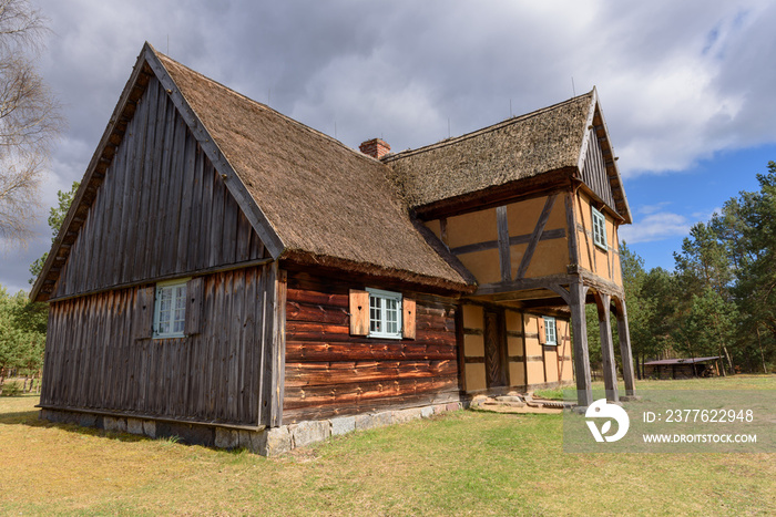 Old house in Kashubian Ethnographic Park in Wdzydze Kiszewskie. Poland.