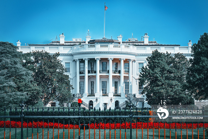 Washington, USA,The White House  South Lawn. Near White House is Basketball Court.