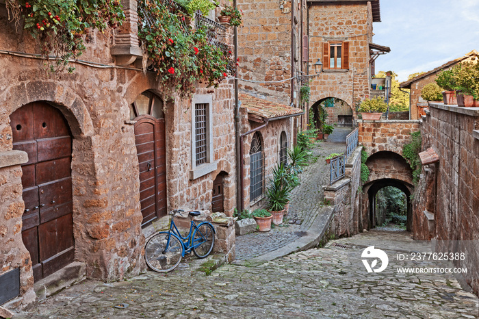 Barbarano Romano, Viterbo, Lazio, Italy: picturesque corner, narrow alley, ancient houses in the old town of the medieval village