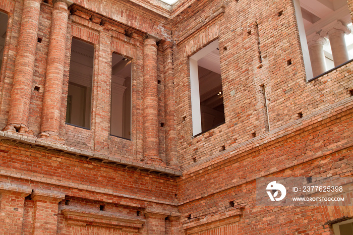 Internal area of the Pinacoteca de Sao Paulo, Brazil. Old brick building and art museum