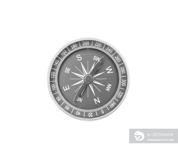 Old compass on white background