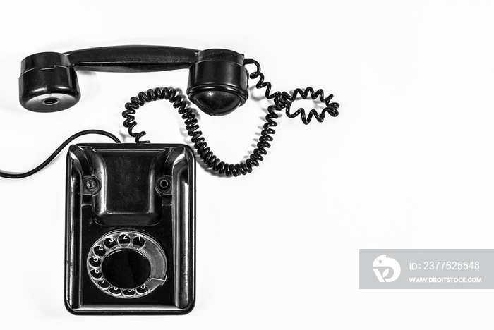 Vintage telephone in black and white