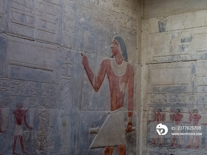 Decorations in the interior of the Funerary complex of Djoser and the Step Pyramid, Saqqara, south Cairo, Egypt