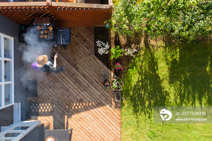 aerial of summer grilling