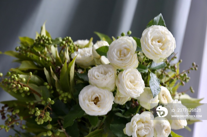 wedding bouquet of white roses