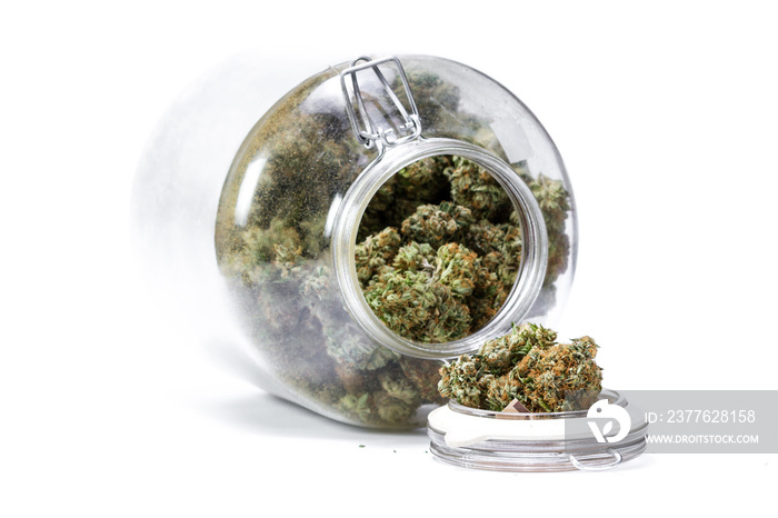 glass jar full of cannabis