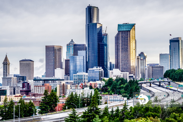 seattle washington city skyline and streets