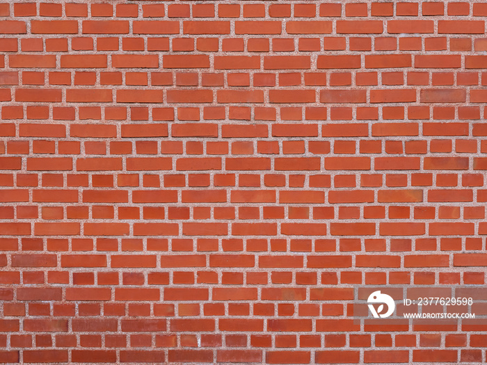 Red brick wall texture background, front view