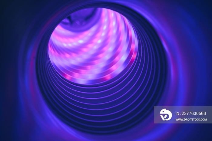 Abstract swirl tunnel with violet light on a background pattern textured for design.