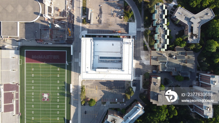 Aerial Image of McMaster University Campus from above in the summer time