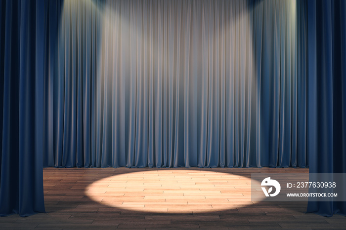 Theater curtains with spotlight