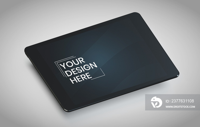 Tablet screen on white background mock up. Tablet modern monitor design. mock up isolated on gray background PSD. Save with clipping path.