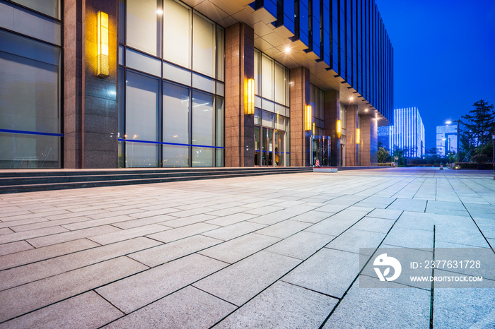 empty brick road nearby office building,china.