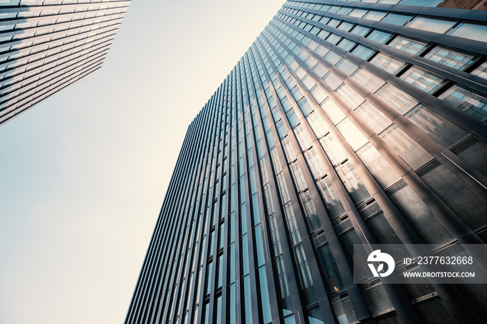 Abstract low angle view of business skyscraper building