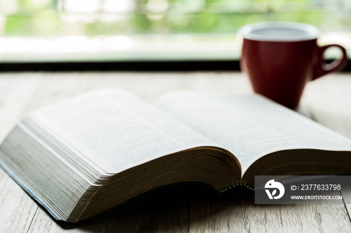 Bible and coffee cup