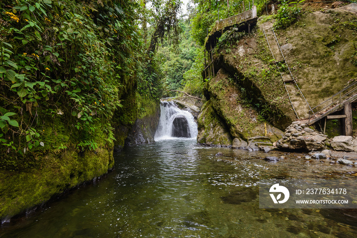 Waterfall of Nambillo river, Mindo rain forest, Ecuador