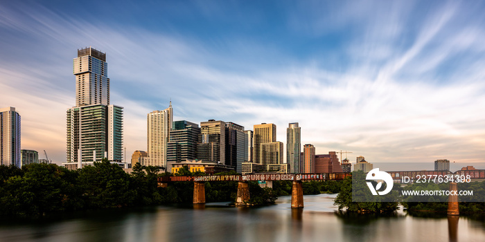 A long exposure photo of Austin, Texas