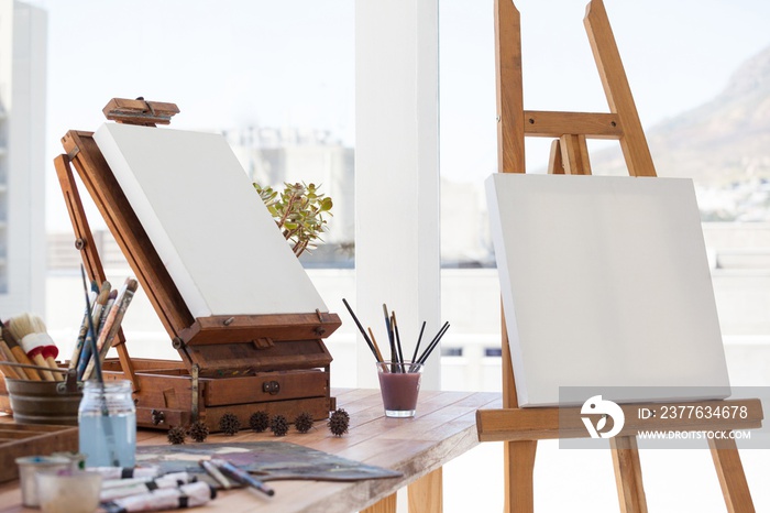 Easel with blank canvas