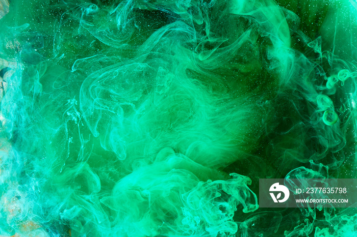 Green Liquid Swirling Chemical Smoke Background