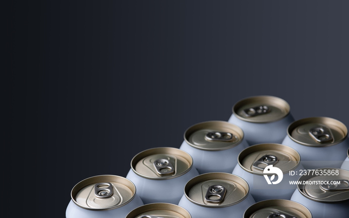 Group of silver aluminum beer cans