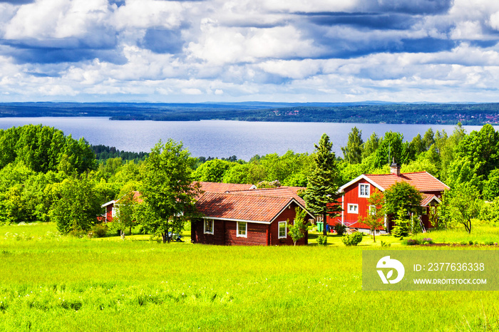 Typical wooden cottage in the countryside, Sweden