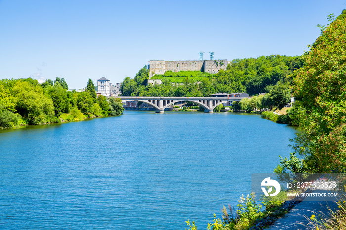 The river Meuse in Huy, Wallonia, Belgium