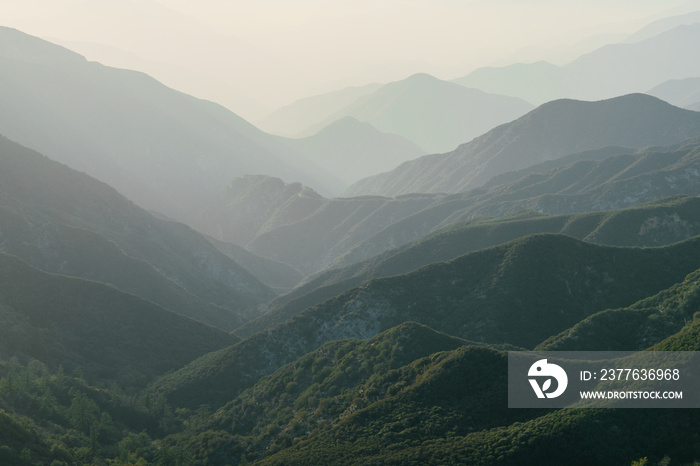 Sunset, Layers of Mountains at Angeles National Forest, Los Angeles, California