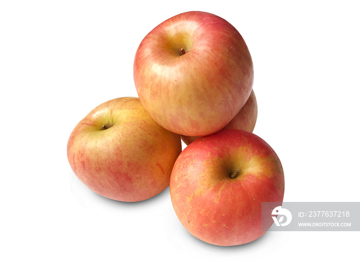 Fresh Fuji apples, isolated on white background with clipping path.