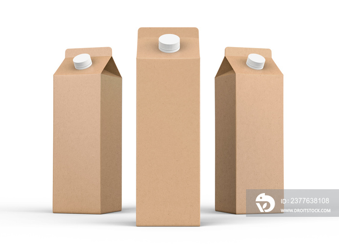 Kraft Paper Juice or Milk Carton Mockup