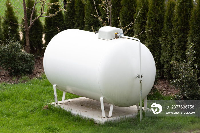 Propane gas tank for home heating. Gas supply for heating the building.