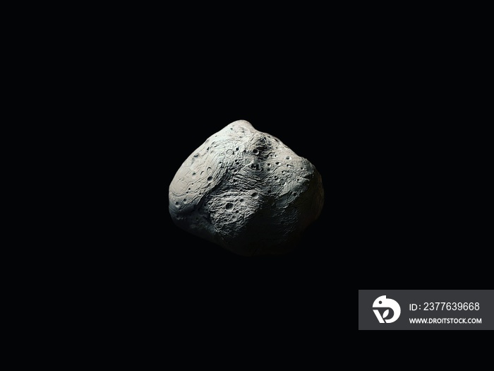 Asteroid isolated on a black background, surface of the meteorite, cosmic stone.