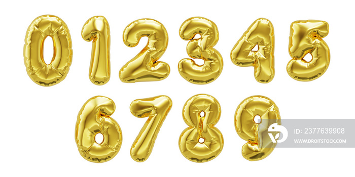 Number 0 to 9 shiny golden inflatable balloons