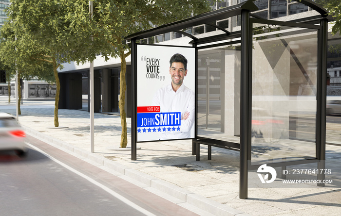 bus stop political billboard