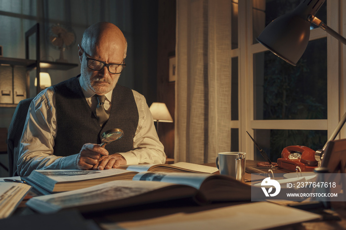 Professor studying in his office