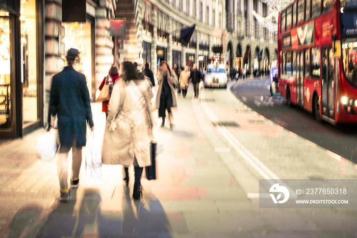 Blurred shopping street scene