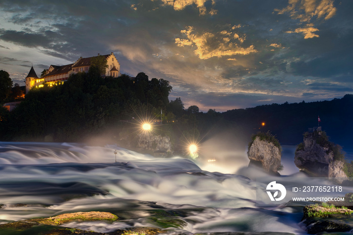 View of the Rhine Falls with the Laufen Castle in Neuhausen