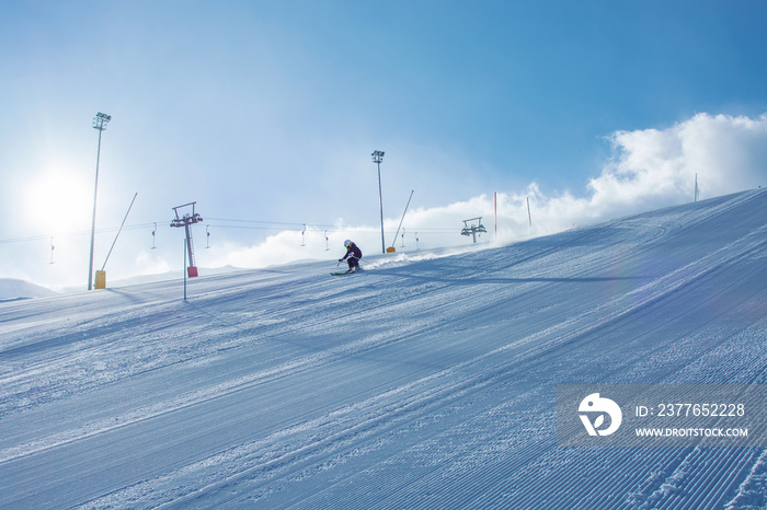 young skier in action in slalom ski competition slalom downhill