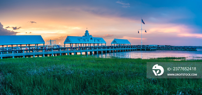 charleston south carolina harbor in the evening