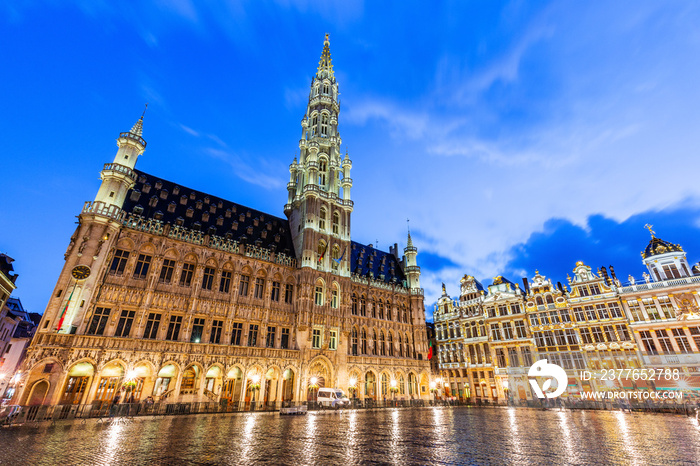 Brussels, Belgium. Grand Place. Market square surrounded by guild halls.