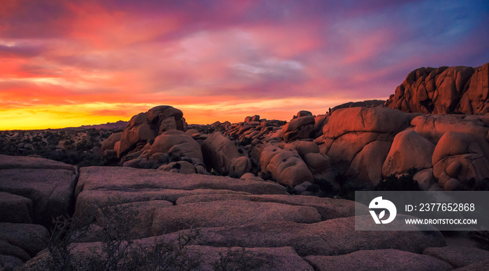 Sunset on the Jumbo Rocks, Joshua Tree National Park, California