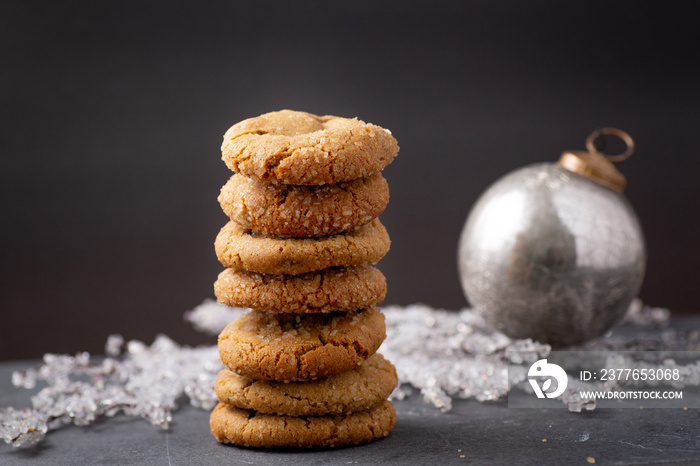 Christmas ginger molasses cookies with crystallized sugar