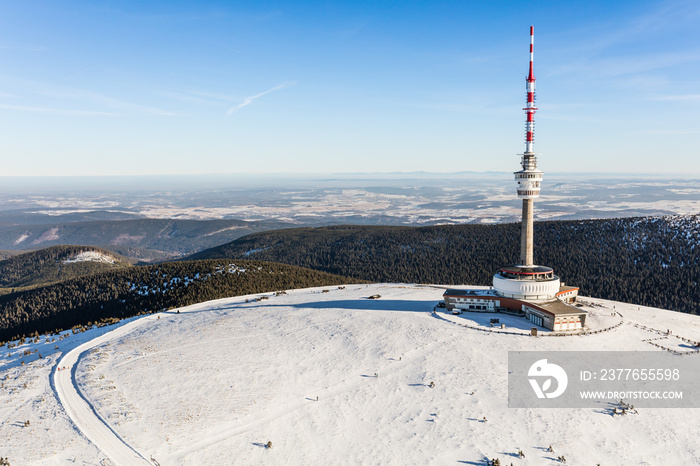 aerial  view of the  winter mountains