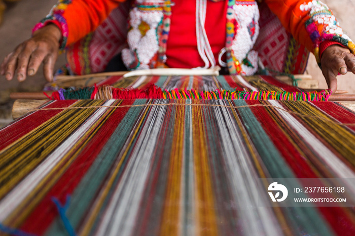 Peruvian woman with alpaca wool