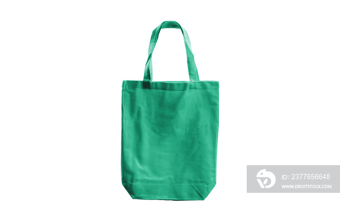 green cloth bag isolated on white background with clippng path