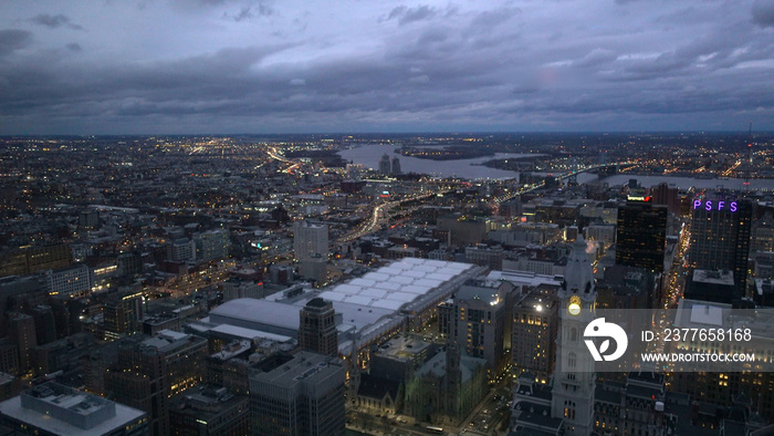 Philadelphia by night - amazing aerial view