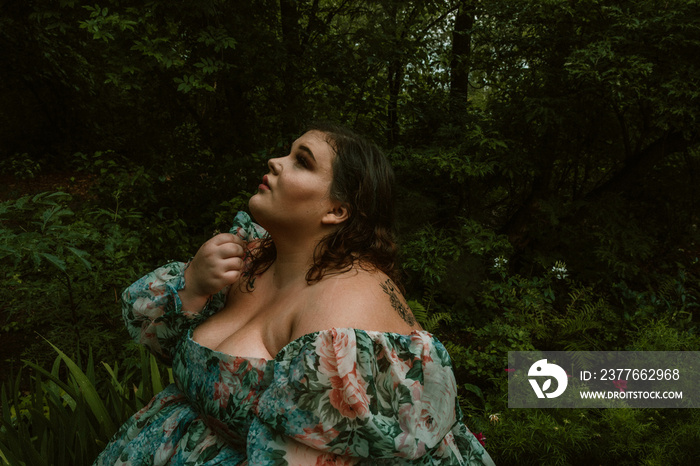 profile photo of a plus size woman in a forest