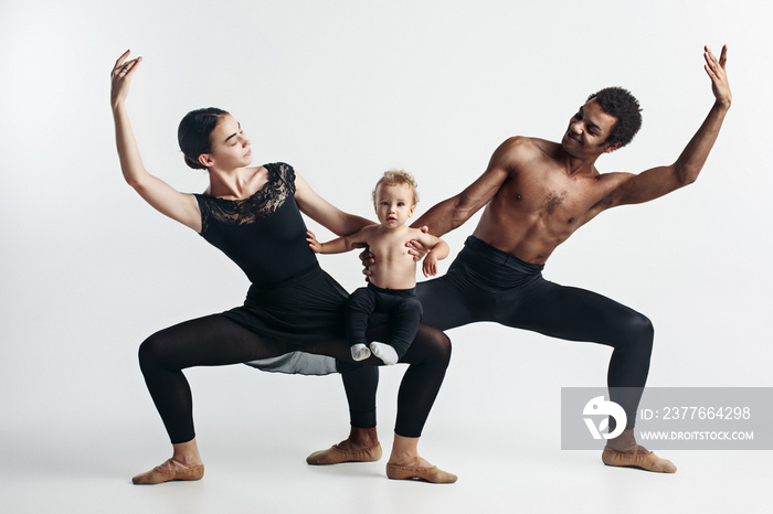 A happy family on white background