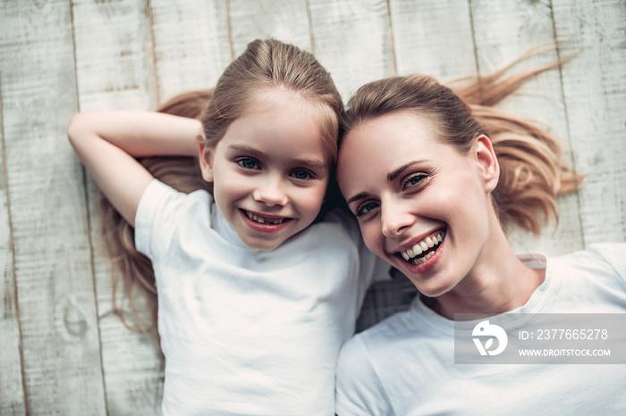 Mom with daughter at home