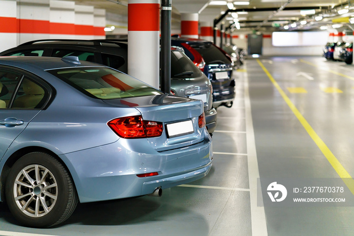 Underground Parking garage with cars at Zermatt train station