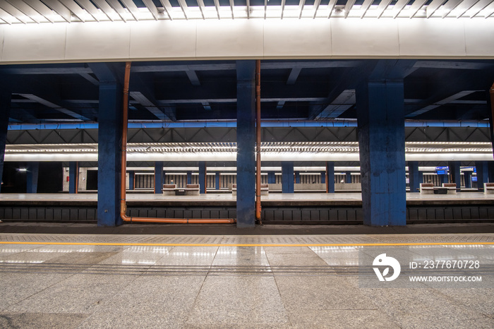 Empty platform of the Underground Railway Station.